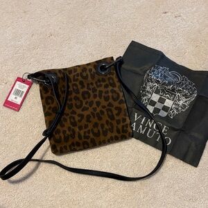 Vince Camuto Lauri Leopard Print Leather Crossbody Bag - Brown/Black